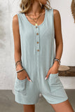 Sleeveless Button-Up Ribbed Romper