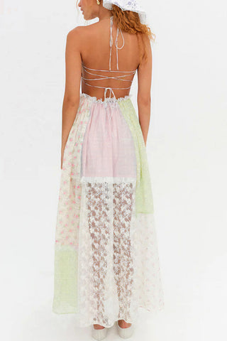 Halter Patchwork Maxi Dress