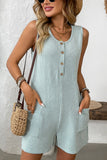 Sleeveless Button-Up Ribbed Romper