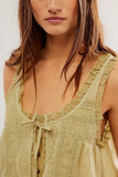 Lace-Trimmed Button-Front Tank