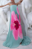 Strapless Maxi Dress with Artistic Pattern