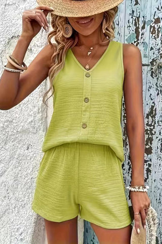 Button-Front Sleeveless Short Set