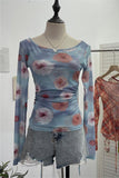 Floral Back-Tie Long Sleeve Top