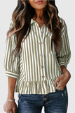 Striped Button-Front Blouse