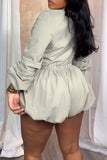 Button-Front Drawstring Romper