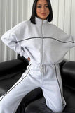 Stylish Zip-Up Casual Pants Set