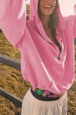 Half-Zip Hoodie with Kangaroo Pocket