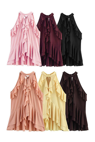 Ruffled Halter Tank Top