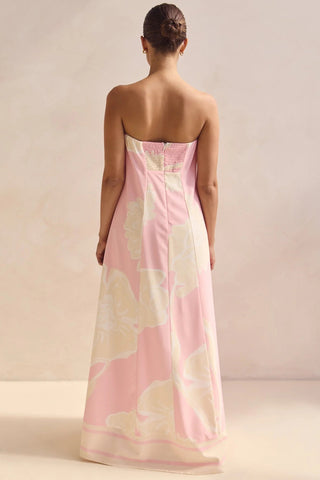 Strapless Maxi Dress with Contrasting Hem