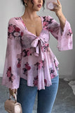 Tie-Front Floral Blouse