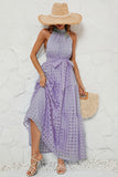 Gingham Halter Maxi Dress