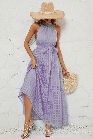 Gingham Halter Maxi Dress