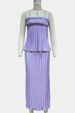 Pleated Strapless Top and Skirt Set