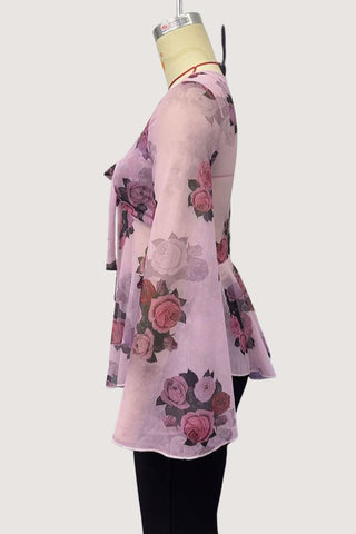 Tie-Front Floral Blouse