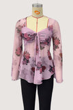 Tie-Front Floral Blouse