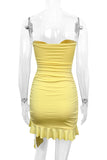 Twist-Front Strapless Mini Dress