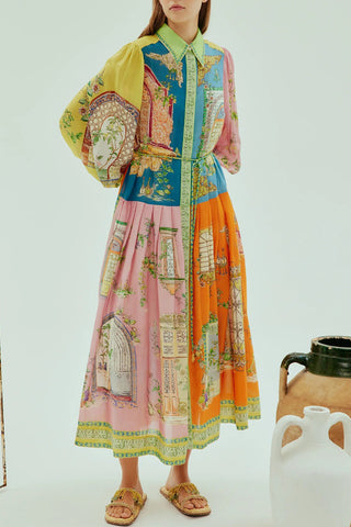 Printed Patchwork Casual Dress