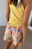 Floral Print Button-Up Shorts Set