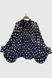 Polka Dot High-Neck Blouse