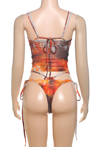Tie-Dye Bikini and Skirt Set