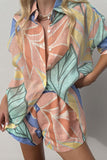 Printed Button-Up Shorts Set