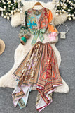 Bohemian Skirt Set with Tie-Front Blouse