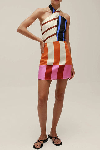 Striped Halter Mini Dress