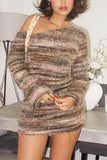 Off-Shoulder Textured Casual Dress