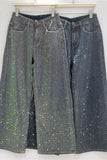 Sparkling Wide-Leg Straight Jeans