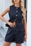 Sleeveless Button-Front Short Set