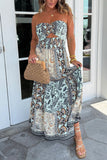 Strapless Boho Maxi Dress with Cutout Detail