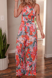 Floral Smocked Sleeveless Jumpsuit