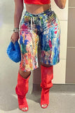 Paint Splash Denim Shorts
