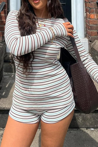 Striped Long-Sleeve Short Set