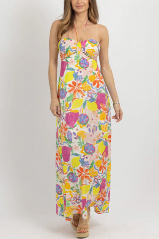 Strapless Floral Print Maxi Sundress