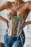 Floral Lace-Up Corset Tank