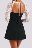 Lace Sleeve Mini Evening Dress