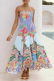 Striped Floral Maxi Dress