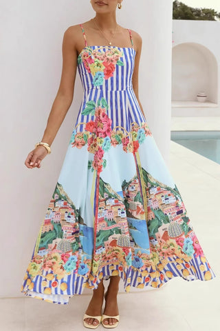Striped Floral Maxi Dress