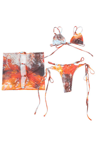 Strappy Tie-Dye Two-Piece Swim Set
