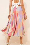 Pleated Checkered Midi Skirt