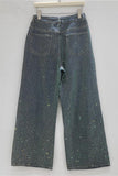 Sparkling Wide-Leg Straight Jeans