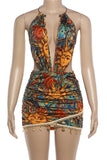 Printed Cut-Out Night Out Dress