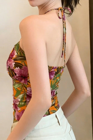 Tropical Halter Neck Tank Top