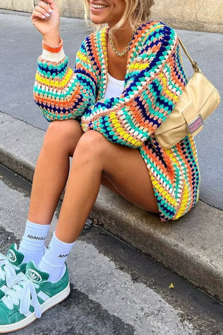 Vibrant Multi-Stripe Cardigan
