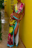 Tropical Print Skirt Set