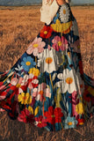 Boho Floral Print Flowy Skirt