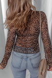 Leopard Mesh Sleeve Blouse