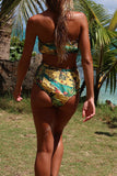 Striped Ruffle Bikini Set
