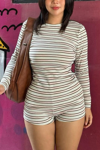 Striped Long-Sleeve Short Set